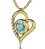"Shema Yisrael", 14k Gold Diamonds Necklace, Swarovski