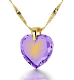 "Shema Yisrael" Engraved in 24k, Judaica Jewelry with Purple Stone Pendant, Jewish Charms 
