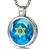 "Shema Yisrael", 14k White Gold Necklace, Zirconia