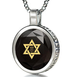 ""Shema Yisrael" Engraved in 24k, IsraeliJewelry with StonePendant, ScriptureJewelry, Sterling Silver Necklaces"