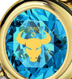 "Taurus Necklace With Zodiac Imprint, Top Gift Ideas for Women, Christmas Presents for Teenagers, Blue Topaz Jewelry "