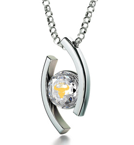 "Taurus Jewelry With 24k Imprint, Ladies Christmas Presents, Good Gifts for Girlfriend, 14k White Gold Chain"