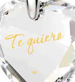 ג€TeQuieroג€- I Love You in Spanish Inscribed In 24k, Birthday Gift for Her, Clear Cubic Zirconia Jewelry