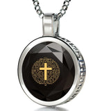 "Psalm 23 Engraved in 24k: Xmas Ideas for Her, Cross Necklaces for Women, 14k White Gold Pendants, Nano Jewelry"
