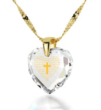 "Our Father: CrystalHeartPendant, What to GetGirlfriend for Christmas, CrossNecklace for Girl, NanoJewelry"