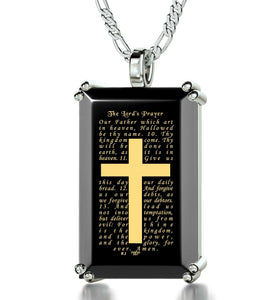 "The Lord's Prayer: Sterling Silver Religious Pendants, Cross Necklace for Boys, Gifts for Men. Nano Jewelry