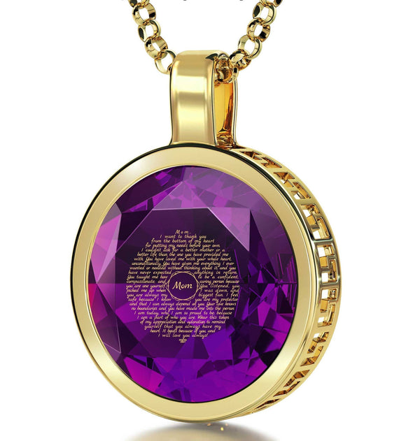 Top Gifts for Mom, Inscribed In 24k Pure Gold, Christmas Gifts for Mother in Law, by Nano Jewelry