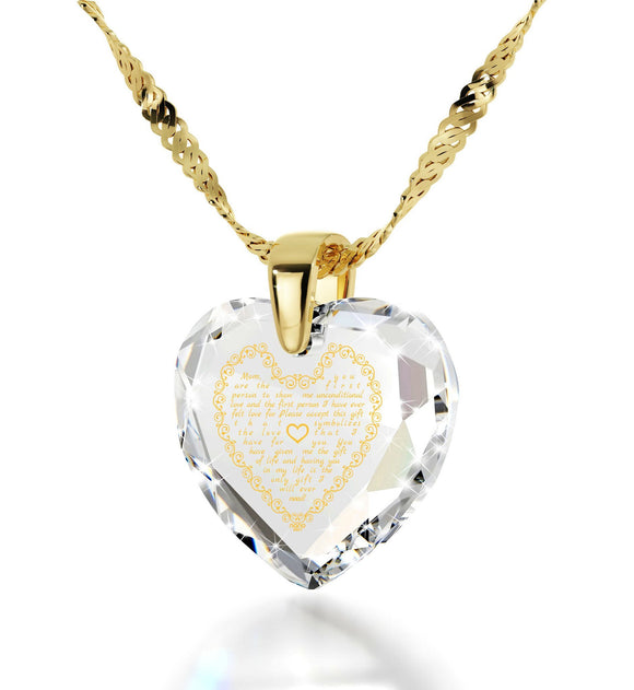 Top Gifts for Mom, Mothers Jewelry with CZ Heart Shaped Stone, Unusual Christmas Presents, by Nano