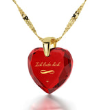 "I Love You Infinity" in German, 14k Gold Necklace, Zirconia