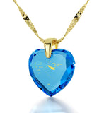 "Women's Gifts for Christmas, Fine Gold Jewelry with Blue Heart Stone, Birthday Ideas for Wife, by Nano"