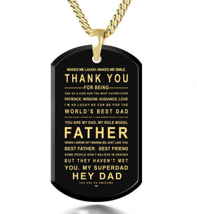 What to Get for Father's Day, Gold Jewelry with Engraved Pendant, Gifts for Dad from Daughter, by Nano