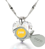 "I Love You", 925 Sterling Silver Necklace, Zirconia