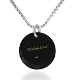 "I Love You" in German, 14k White Gold Necklace, Zirconia