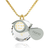 What to Get Girlfriend for Christmas, Real Gold Necklace, CZ White Round Stone, Top Gifts for Wife by Nano Jewelry