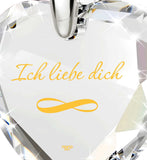 "Women's Xmas Gifts, Real 14k White Gold Necklace, "I Love You" in German, Valentine's Day Ideas for Her"